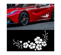 JNNJ 4PCS Car Body Side Decals, Automotive Decorative Stickers Waterproof Self-adhensive Vinyl Fusang Flower Colorful Reflective, Vehicle Exterior Decoration for Campers Van SUV(White)
