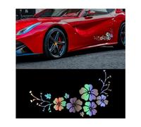 JNNJ 4PCS Car Body Side Decals, Automotive Decorative Stickers Waterproof Self-adhensive Vinyl Fusang Flower Colorful Reflective, Vehicle Exterior Decoration for Campers(Seven Colors)