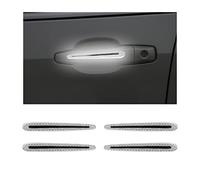 JNNJ 4PCS Car Door Handle Protector Reflective Stickers, 3D Car Door Handle Cup Scratches Protective Films, Night Visibility Safety Warning Decal, Door Bowl Cover Guard Strips for Most Cars(White)