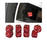 JNNJ 8 PCS Car Tire Valve Stem Caps, Tyre Valve Caps Dice, Aluminum Alloy Heavy Duty Stem Covers, Dust Proof Corrosion Resistant Tire Valve Cap Set, Car Exterior Accessories for Van (Red)