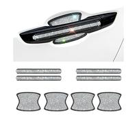 JNNJ 8 Pcs Rhinestone Car Door Handle Stickers, Bling Auto Door Cup Protector, Car Door Rhinestones Stickers, Diamond Auto Handle Cover, Bling Glitter Car Accessories for Women(Black-White)