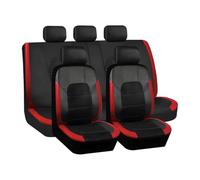 JNNJ 9 Pieces Cars Leather Seat Cover Sets Breathable Waterproof Non-Slip Front Rear Seat Protectors, Car Seats Covers Set Universal Car Seats Protector PU Leather, Car Seat Covers Set(Red)