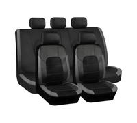 JNNJ 9 Pieces Cars Leather Seat Cover Sets Breathable Waterproof Non-Slip Front Rear Seat Protectors, Car Seats Covers Set Universal Car Seats Protector PU Leather, Car Seat Covers Set(Grey)