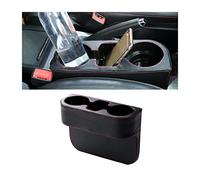 JNNJ Car Cup Holder with Phone Holder, Side Pocket Console Leather Cover, Auto Front Seat Gap Interior Drink Organizer, Multifunction Accessories Storage Coin Drinks Key Wallet Sunglasses(Black)