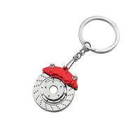 JNNJ Car Disc Brake Keychain, Auto Metal Brake Rotor Key Chain, Decorative Car Parts Disc Model Keyring, Car Enthusiast Creative Keyring Gift, Auto Accessories for Key Pendant(Red)