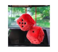 JNNJ Car Hanging Furry Dice, Car Rear View Mirror Hanging Accessories, Fuzzy Dice Hanging Charm, Car Pendants with Dots for Cars Interior Decoration, Wall, to Choose From(Red)