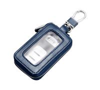 JNNJ Car Key Holder, Luxury Keys Case Made of Exclusive Leather, Auto Key Chain Protector Cover Keyring Zipper Bag, Car Keys Wallet with Hook Zip Around Keychain Holder, For Men Women(Blue)