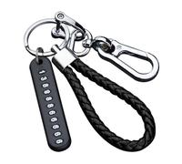 JNNJ Car Keychain, Auto Charm Anti-Lost Keychain, Leather Braided Keyring, Multifunctional Car Accessories Sophisticated Key Chain, for Men and Women(Silver/Black)