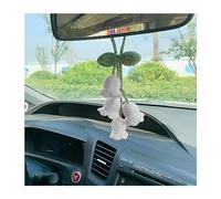 JNNJ Car Mirror Hanging Accessories, Hanging Plant for Car Decor and Accessories, Rear View Mirror Hanging, Flower Hand Knitted Car Pendant, Handmade Cute Accessories Fit Cars Truck SUV(White)