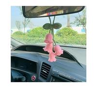 JNNJ Car Mirror Hanging Accessories, Hanging Plant for Car Decor and Accessories, Rear View Mirror Hanging, Flower Hand Knitted Car Pendant, Handmade Cute Accessories Fit Cars Truck SUV(Pink)