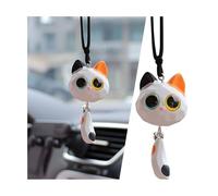 JNNJ Car Rearview Mirror Hanging Ornament, Cute Car Hanging Ornament, Kitten Car Pendant, Automotive Universal Interior Accessories Decoration for Vehicle Rear View Mirror Ornaments(Orange Black)