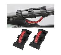 JNNJ Car Roll Bar Paracord Grab Handles Grip Handles with 3 Straps, Premium Paracord Handles for Roll Bar Grabs, 2Pcs Car Innerroof Roll Grab Grips Replacement for Most Auto(Red Black)