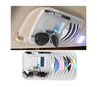JNNJ Car Visor CD Case Holder, Car CD Disc Card Package Glasses Storage, Universal Leather Vehicles Invoice Storage Holder, Vehicle Sun Visor Organizer, Automotive Interior Accessories(Grey)