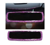 JNNJ Diamonds Studded Car Rear View Mirror, Bling Rhinestone Auto Mirror Decorative items, Automotive Interior Mirror Glitter Trims, Universal Cute Cars Inner Accessories for Girls Ladies(Pink)