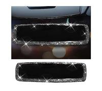 JNNJ Diamonds Studded Car Rear View Mirror, Bling Rhinestone Auto Mirror Decorative items, Automotive Interior Mirror Glitter Trims, Universal Cute Cars Inner Accessories for Girls Ladies(Black)