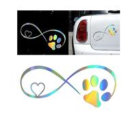 JNNJ Dog Paw Print Love Decal, Laser Stickers, Footprint Self Adhesive Car Decoration, Holographic Waterproof Sticker Universal for Cars, Windows, Walls