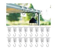 JNNJ Set of 16 RV Awning Hooks, Piping Rail Hooks, Universal Camping Awning Hooks, Rail Accessories for Motorhome, Caravan, Christmas Party, Camping Tent, Indoor and Outdoor Decoration(White)