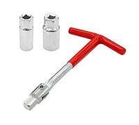 JNNJ Set of 3 Spark Plug Wrench, T-Handle Stainless Steel Silicone Spark Plug Removal Wrench Tool, Universal for Car and Motorcycle
