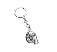 JNNJ Turbocharger Metal Keyfob, Car Polished Turbo Keychain, Spinning Turbo Keyring, Auto Parts Model Key Chains, Mini Model Key Ring for Decoration(Silver)