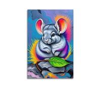 JNNJMN Totoro And Leaves on The Rocks Poster Poster Decorative Painting Canvas Wall Posters And Art Picture Print Modern Family Bedroom Decor Posters 08x12inch(20x30cm)