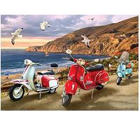 JNNPY Cross Stitch Kits for Adults,Scooters and Motor Cars,11CT Printed Cross Stitch Kits for Beginners,Stamped Cross Stitch Kit for Wall Art Home Decoration 16x20Inch