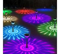 JNOEC Solar Pathway Lights Outdoor, 8 Packs, Color Changing (Warm White, Cool White, Colored), Solar Powered Garden Lights for Walkway, Yard, Backyard, Landscape Decor