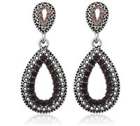 JNONL Bohemian Handmade Vintage Silver Sparkly Crystal Teardrop Dangle Drop Earrings Hypoallergenic Boho Rhinestone Geometry Stud Earrings for Women Bridal Wedding Party Formal Jewelry Gifts, Metal