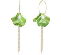 JNONL Boho Resin Rose Petal Dangle Earrings Handmade Bohemian Long Acrylic Tiered Flower Drop Earrings Statement Cute Floral Tassel Hoop Earrings for Women, Metal, No Gemstone