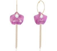 JNONL Boho Resin Rose Petal Dangle Earrings Handmade Bohemian Long Acrylic Tiered Flower Drop Earrings Statement Cute Floral Tassel Hoop Earrings for Women, Metal, No Gemstone