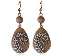 JNONL Handmade Bohemian Vintage Copper Teardrop Dangle Drop Earrings Unique Wooden Bead Leaf Geometry Hook Earrings For Women, M, Metal, No Gemstone