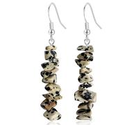 JNONL Handmade Chic Irregular Natural Stone Tassel Long Dangle Drop Earrings Bohemian Unique Vintage Silver Beads Hook Earrings For Women, M, Metal, No Gemstone