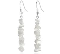 JNONL Handmade Chic Irregular Natural Stone Tassel Long Dangle Drop Earrings Bohemian Unique Vintage Silver Beads Hook Earrings For Women, M, Metal, No Gemstone