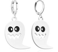 JNONL Handmade Creative Lightweight Ghost Dangle Drop Earrings Unique Alloy Ghost Huggie Hoop Earrings For Women, M, Metal, No Gemstone