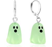 JNONL Handmade Cute Resin Ghost Dangle Drop Earrings Unique Creative Three-dimensional Silver Ghost Huggie Hoop Earrings For Women, S, Resin, No Gemstone