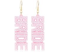 JNONL Handmade Glitter Acrylic Happy Birthday Dangle Drop Earrings Unique Asymmetry Sparkly Bridal Letter Shape Hook Earrings For Women, M, Acrylic, No Gemstone