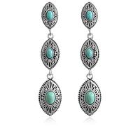 JNONL Handmade Retro Boho Round Teardrop Ethnic Dangle Drop Earrings Chic Silver Turquoise Flower Stud Earrings For Women, M, Metal, No Gemstone