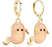 JNONL Handmade Sparkly Enamel Ghost Dangle Drop Earrings Unique Gothic Cute Ghost Huggie Hoop Earrings For Women, M, Metal, No Gemstone