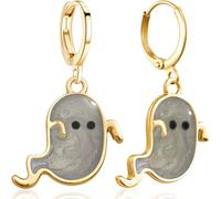 JNONL Handmade Sparkly Enamel Ghost Dangle Drop Earrings Unique Gothic Cute Ghost Huggie Hoop Earrings For Women, M, Metal, No Gemstone