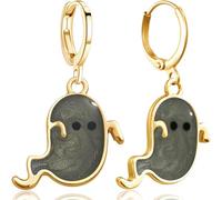 JNONL Handmade Sparkly Enamel Ghost Dangle Drop Earrings Unique Gothic Cute Ghost Huggie Hoop Earrings For Women, M, Metal, No Gemstone