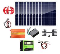 JNPGVTCD 1.4Kw Wind Solar Power: 400W Turbine Generator & 10pcs 100W Poly Panels 3000W 24V Off Grid Cable Connector Home Boat RV