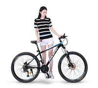 JNPGVTCD 26/27.5-Inch Wheel Mens Mountain 17-Inch Alloy Frame 27 Speed with Dual Hydraulic Disc Brakes for a Path, Trail &Amp; Mountains/Blue/26 in