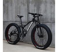 JNPGVTCD 26" Mountain, Adult Fat Tire Trail, 7/21/24/27/30 Speed Bicycle, High-carbon Steel Hardtail, Mountain Bicycle with Front Suspension Adjustable S