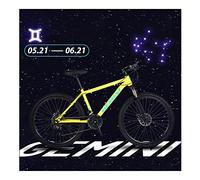 JNPGVTCD 27 Speed 26 Inch Mountain Magnesium Alloy and High Carbon Steel with Constellations Seat, Front Suspension Disc Brake Outdoor for Men Women,Gemini