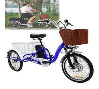 JNPGVTCD 350w Electric Tricycle For Adults,20 Inch 7 Speed 3 Wheeled Bicycle,48v 12ah Removable Lithium Battery,20km/H,Range 35-45km,With Large Size Basket,For Recreation Shopping,