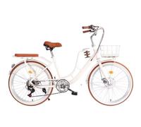 JNPGVTCD 7 Speed Hybrid Bicycle for Adults, Comfort Cruiser with Dual Disc Brakes, Rear Rack, and Cup Holder, Ideal City Beach Rides