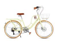 JNPGVTCD 7 Speed Hybrid Bicycle for Adults, Comfort Cruiser with Dual Disc Brakes, Thick Steel Rear Rack, and Adjustable Seat, Ideal City Beach Riding