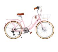 JNPGVTCD 7 Speed Hybrid Bicycle for Adults, Comfort Cruiser with Dual Disc Brakes, Thick Steel Rear Rack, and Adjustable Seat, Ideal City Beach Riding