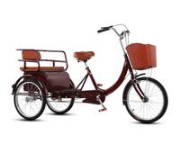 JNPGVTCD Adult and Elderly 3-Wheel Bicycle, Double Person Trike with Back Seat, Human Powered Rickshaw Tricycle, Front Wheel Caliper Brake, Lockable Seat Cabin for Comfortable Secure Rides