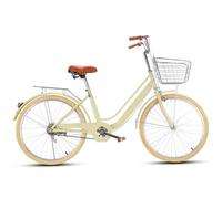 JNPGVTCD Adult City Commuter Bicycle, Adjustable Handlebar and Saddle with Rear Cargo Rack, Front Brakes for Traveling Riding Out
