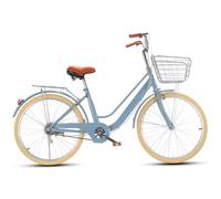 JNPGVTCD Adult City Commuter Bicycle, Adjustable Handlebar and Saddle with Rear Cargo Rack, Front Brakes for Traveling Riding Out